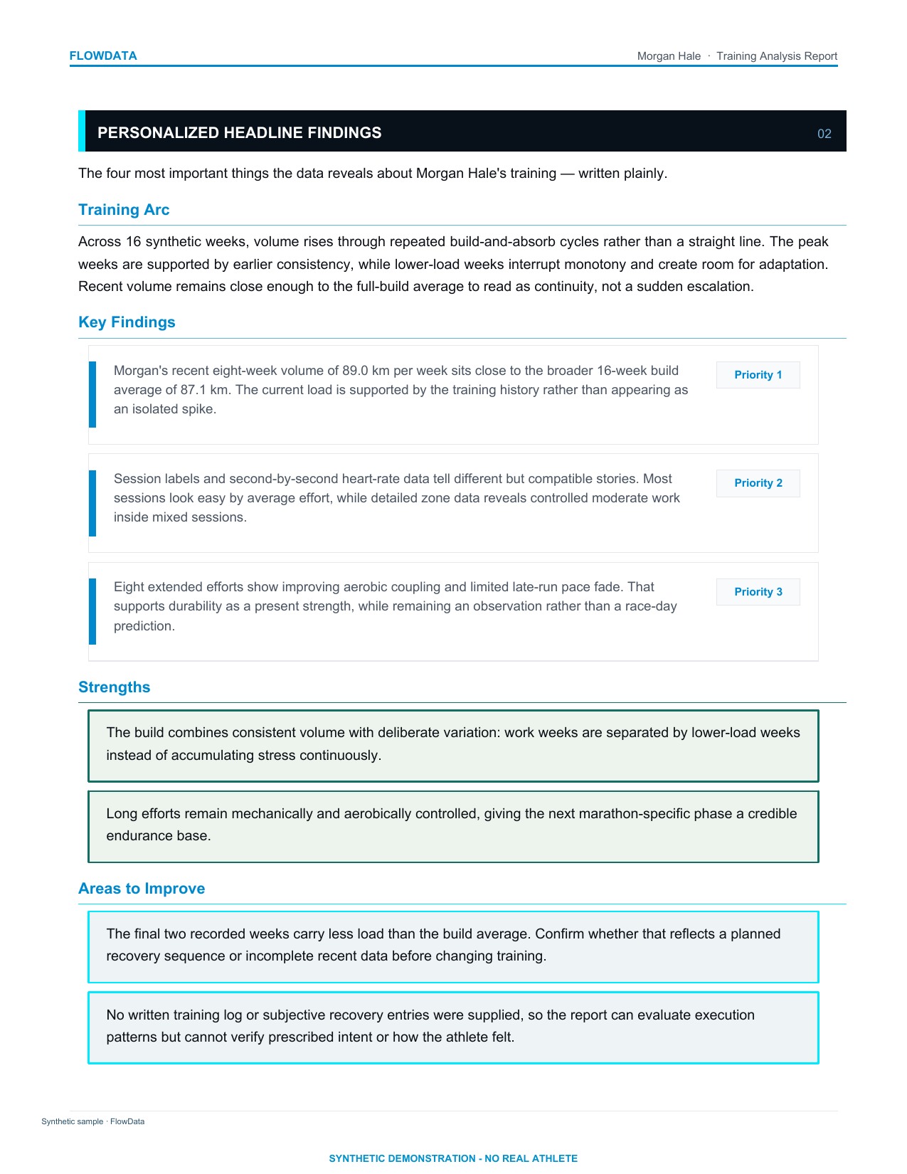 Morgan Hale synthetic headline findings report page